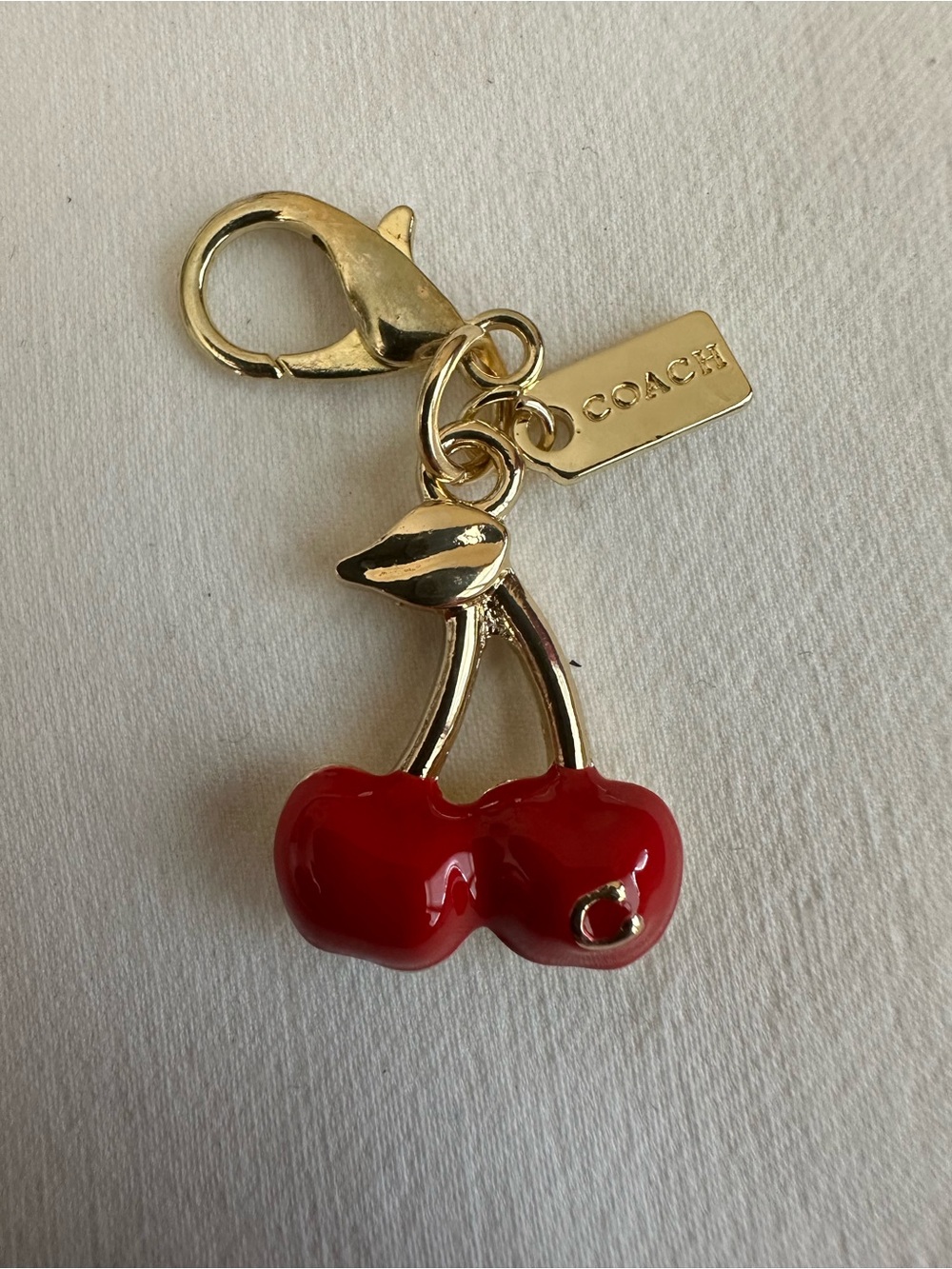 COACH Gold Cherry Mini Charm  - Red